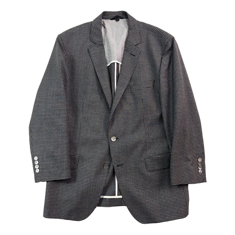 Hugo Boss 46S Slim Hartlay2 Black Gray Check‎ Blazer Jacket Sport Suit Coat
